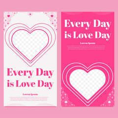 Fototapeta na wymiar pink love valentines day social media story template design