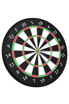 Classic darts board isolated on white background 3d illustration