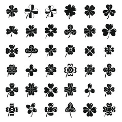 Clover icons set simple vector. Leaf celebration