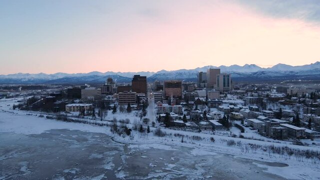 Downtown Anchorage Alaska on a winter morning