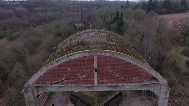 aerial view of an abonded steel factory in normandy