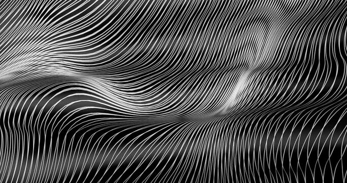 Abstract fabric of string lines. The concept of waves smooth constant.