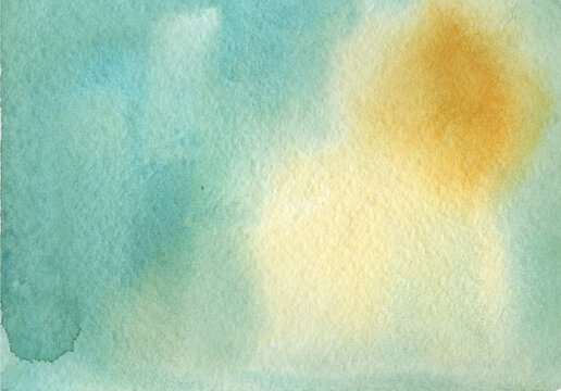 Abstract banner Turquoise Yellow Watercolor Texture Background, Hand drawn summer Overlay for Digital Paper Texture, socail media template, stories, canva
