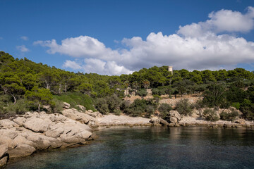 Des Lledó port, sa Dragonera natural park, Mallorca, Balearic Islands, Spain