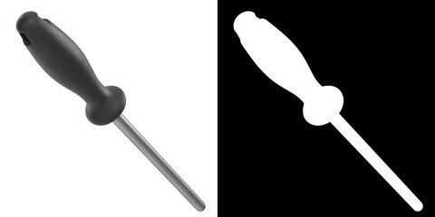 3D rendering illustration of a honing steel kitchen utensil