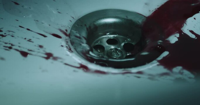 Blood being washed away in shower