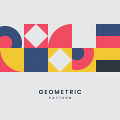Geometric pattern and abstract Texture design with Text. yellow, white, dark blue shapes and colorful palette. a texture and pattern composition for wallpaper design, textile Vector