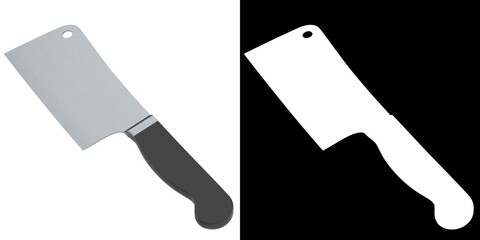 3D rendering illustration of a cleaver knife kitchen utensil
