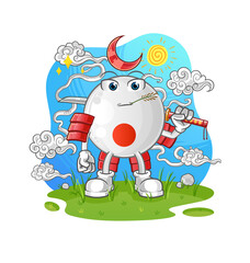 japan flag samurai cartoon. cartoon mascot vector
