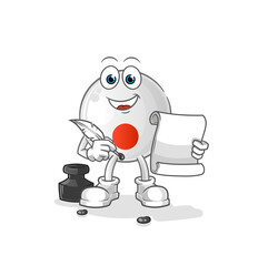 japan flag writer vector. cartoon character