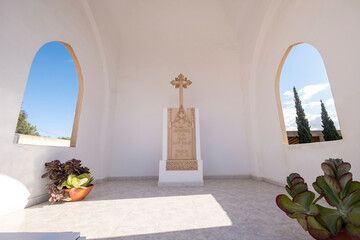 Fototapeta na wymiar small chapel of Pedro Capo and Ribas, Ariany cemetery, Mallorca, Balearic Islands, Spain