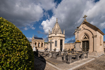 Fototapeta na wymiar family pantheons, Santa Margalida cemetery, Mallorca, Balearic Islands, Spain