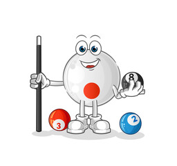 japan flag plays billiard character. cartoon mascot vector