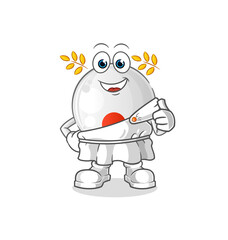 japan flag with greek clothing. cartoon mascot vector