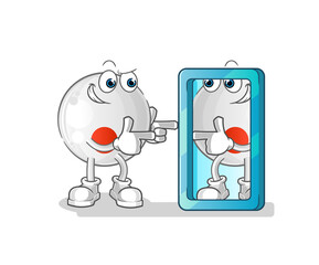 japan flag looking into mirror cartoon. cartoon mascot vector