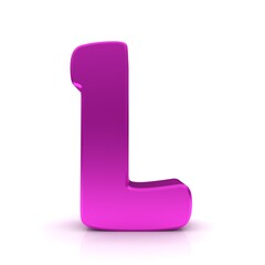 L letter pink capital letter sign 3d rendering graphic illustration isolated on white background