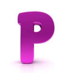 P letter pink capital letter sign 3d rendering graphic illustration isolated on white background in high resolution for print and business