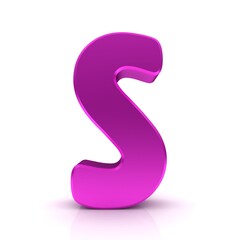 S letter pink capital letter sign 3d rendering graphic illustration
