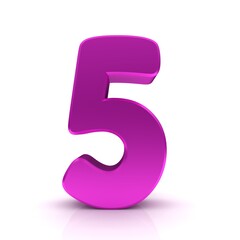 5 number pink 3d five