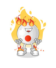 japan flag on fire mascot. cartoon vector