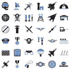 Air Force Icons. Two Tone Flat Design. Vector Illustration.