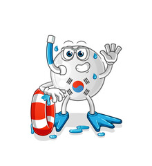 south korea swimmer with buoy mascot. cartoon vector