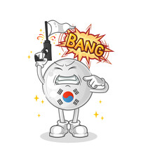 south korea warning shot mascot. cartoon vector