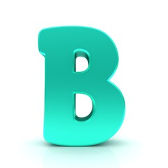 B letter cyan turquoise sign 3d
