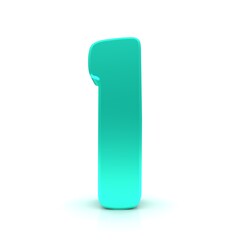 I letter cyan turquoise sign 3d