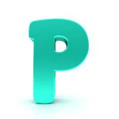 P letter cyan turquoise sign 3d