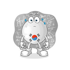 south korea thinking hard vector. cartoon character