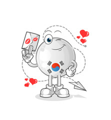 south korea hold love letter illustration. character vector