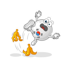 south korea slipped on banana. cartoon mascot vector