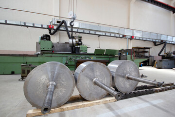 Lathe machine large metalworking. Metal industry.