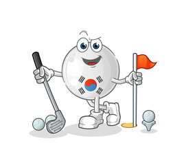 south korea playing golf vector. cartoon character