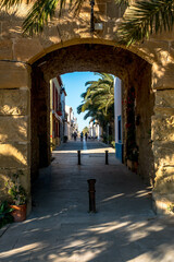 Gateway to the old town on the island of Tabarca, in the Spanish Mediterranean, in front of Santa Pola, Alicante