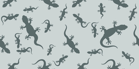 Fototapeta premium Seamless pattern with gecko lizards. Design for fabric, curtain, background, carpet, wallpaper, clothing, wrapping, Batik, fabric,Vector illustration