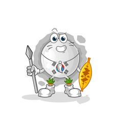 south korea african tribal fighter mascot. cartoon vector