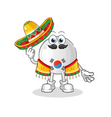 south korea Mexican culture and flag. cartoon mascot vector