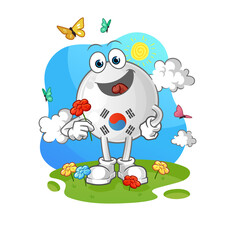 south korea pick flowers in spring. character vector