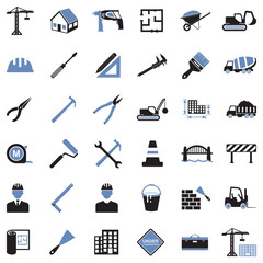 Obraz premium Builder Icons. Two Tone Flat Design. Vector Illustration.