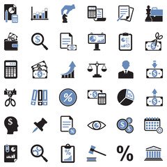 Business And Enterprise Icons. Two Tone Flat Design. Vector Illustration.