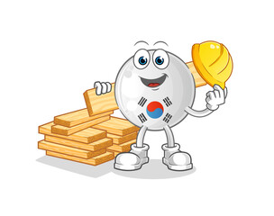 south korea builder vector. cartoon character