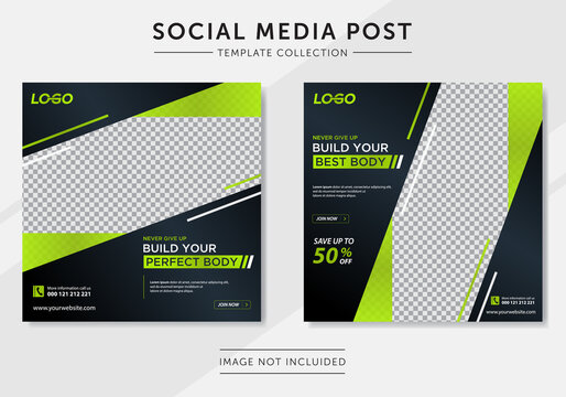 Gym fitness social media post template