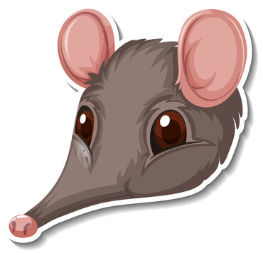 Head of shrew animal cartoon sticker