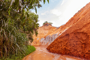 Fairy Stream in Mui Ne, Phan Thiet, Viet Nam. Beautiful landscape with red river and sand.