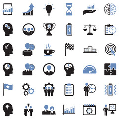 Business Productivity Icons. Two Tone Flat Design. Vector Illustration.