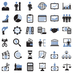 Business Icons. Two Tone Flat Design. Vector Illustration.