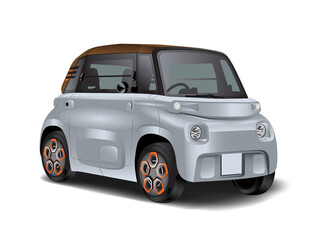 Bronze electric car with brown roof,small car.vector illustration