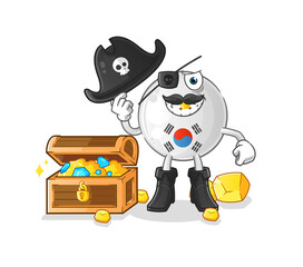 south korea pirate with treasure mascot. cartoon vector